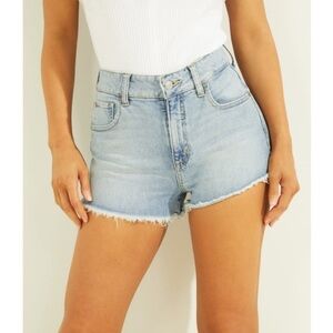 Guess Blue Jean Shorts with Frayed Hem - Size 27